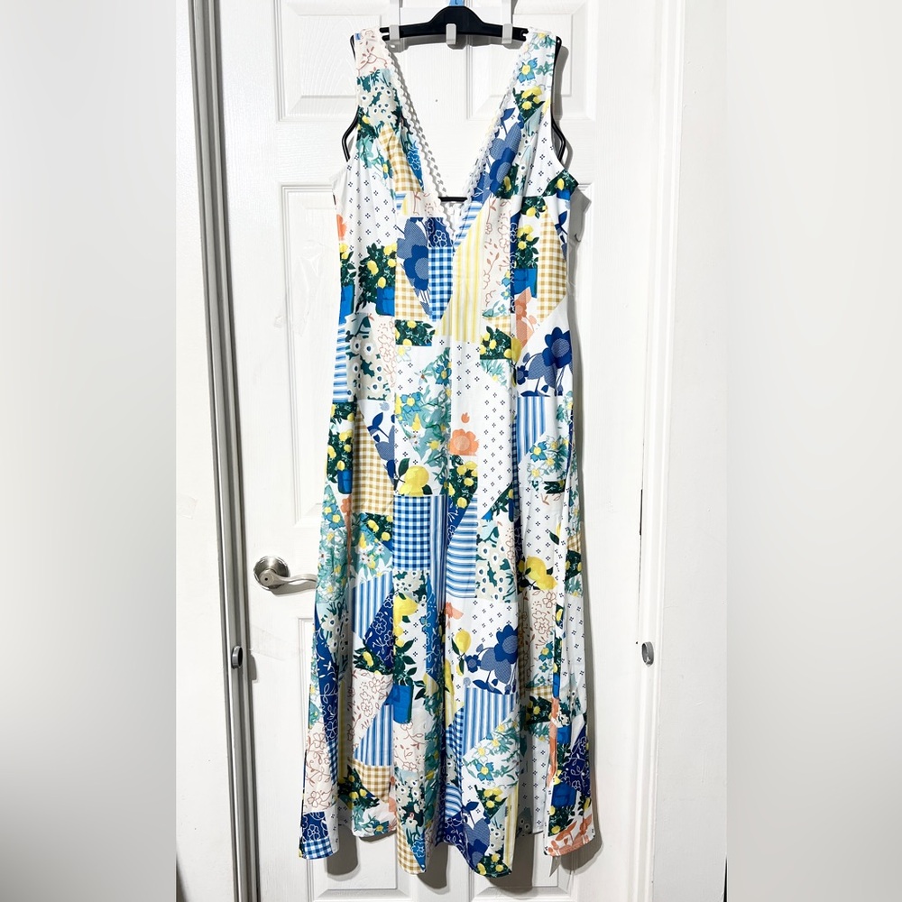 Commense Lemonade Print Lace Trim Long Dress - Picture 9 of 15